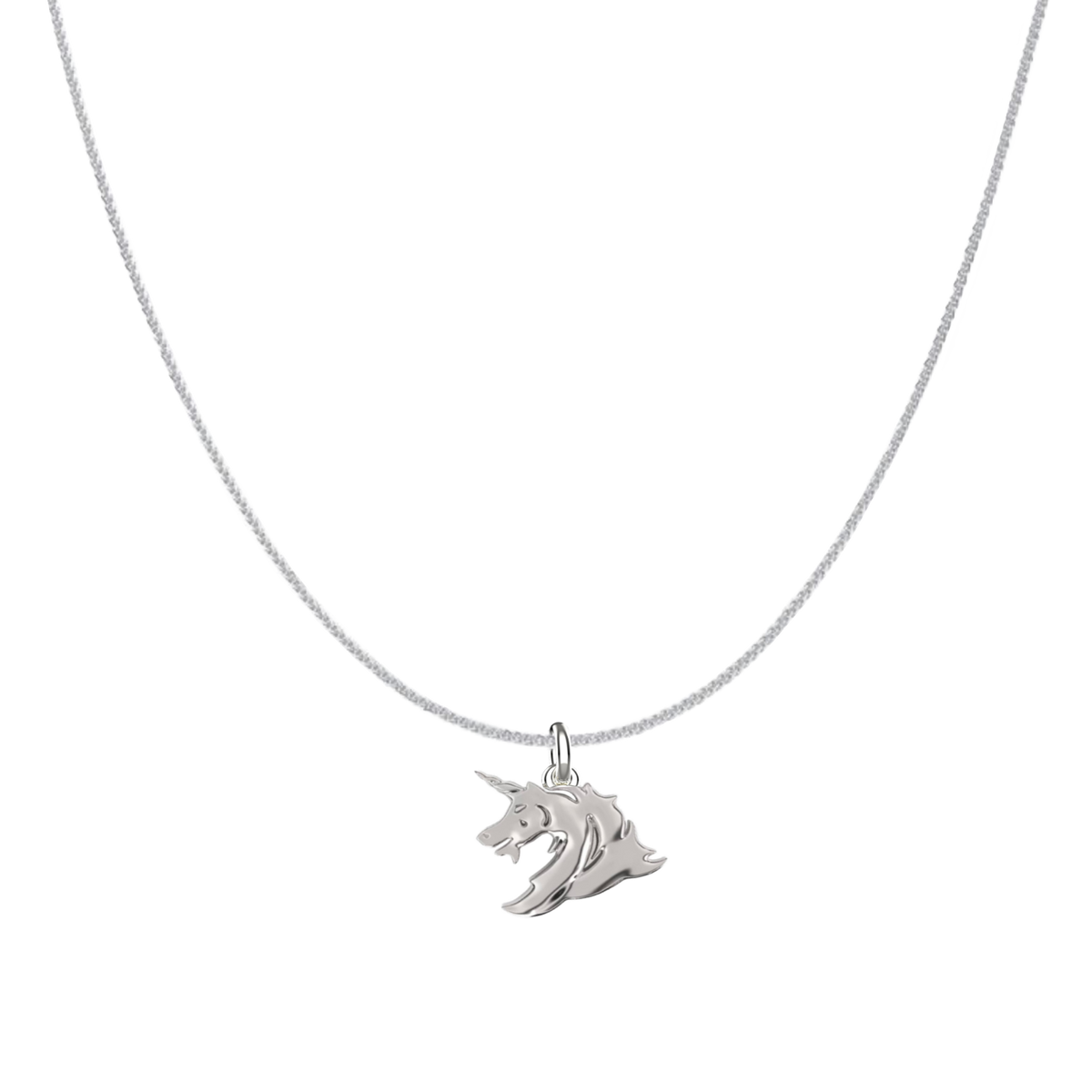 Sterling Silver Unicorn Silhouette Necklace with Birthstone
